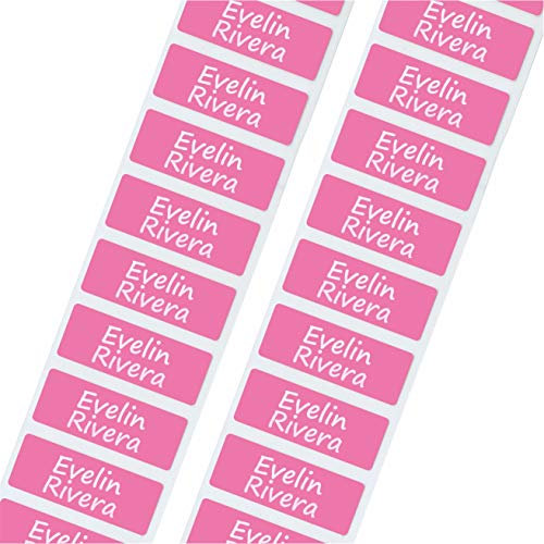 Pink Water Bottle Labels Personalised Dishwasher Proof/Waterproof Nametags/Nametapes by FunnyBone™ Stickers (40 Labels)