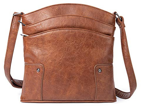 CLUCI Umhängetasche Damen Klein Crossbody Clutch Handytasche mit Geldbörse Dunkelbraun