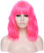 Kurze Rosa Bob Perücke, ATAYOU Damen Rot Pink Lockig Gewellt Halloween Karneval Cosplay Perücke