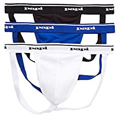 Papi Men's 705910 Thong Underwear, Black/White/Blue, L (Pack of 3)