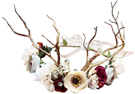Vivivalue Couronne de fleurs de cerf pour femme - Couronne de fleurs - Bandeau de cheveux - Style bohème - Pour photos de mariage, fête