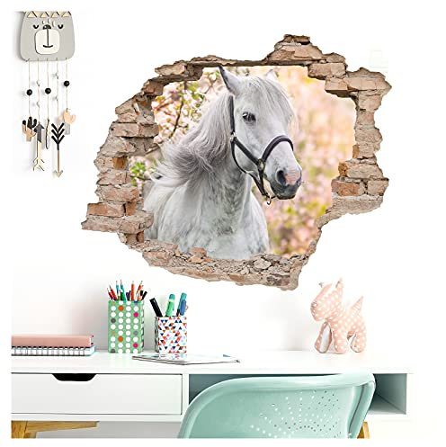 Little Deco 3D Wandtattoo Wandsticker Kinderzimmer Pferd Horse Wanddeko Spielzimmer Wandaufkleber Schlafzimmer Wandbild Loch in der Wand Mädchen Junge DL629
