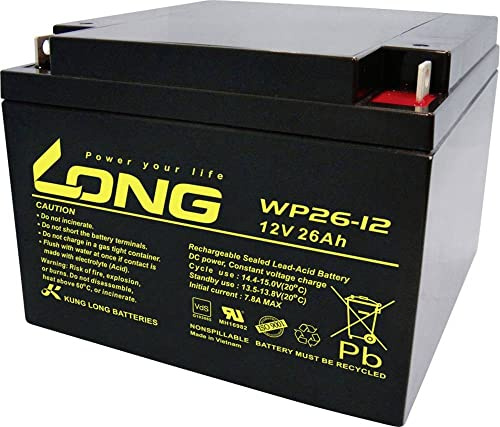 LONG WP26-12 WP26-12 Bleiakku 12V 26Ah Blei-Vlies (AGM) (B x H x T) 166 x 125 x 175mm M5-Schraubansc