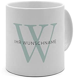 printplanet - Personalisierte Kaffee-Tasse mit Name - Design: Buchstaben Initialen modern - Namenstasse, Kaffeebecher
