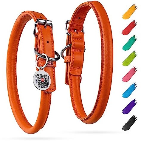 Leder Hundehalsband Rund Verstellbares Hundehalsband Große Hunde Leder Hundehalsband für Mittlere Hunde - Hundehalsband Leder Kleine Hunde & Welpen Halsbänder - Digitale Hundemarke