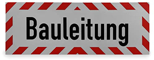 Betriebsausstattung24® Pkw Hinweisschild Bauleitung | Größe: 50,0 x 12,5 cm | Selbstklebende PVC- Folie | Kfz Kennzeichnung | Baustellen Schild | Auto Kennzeichnung | Fahrzeug Markierung