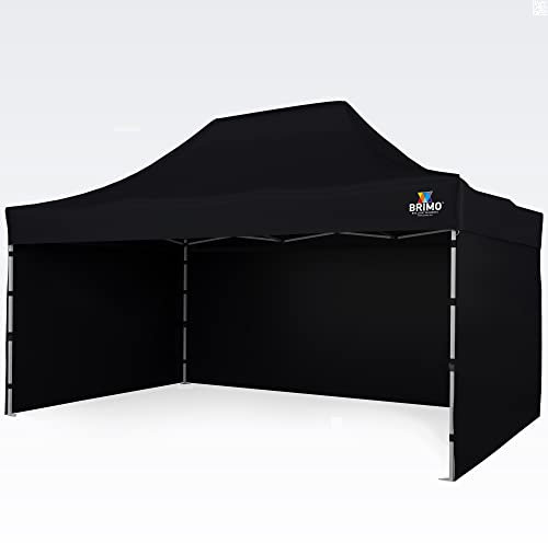 BRIMO Faltpavillon 3x3 wasserdicht pavillons 100% Wasserdicht mit 3 Seitenteilen - 5 Jahre Garantie (3x4,5 m, Schwarz)