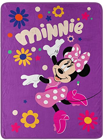 Northwest Disney's Minnie Mouse Micro Raschel Throw Blanket, 46 x 60, Falling Flowers