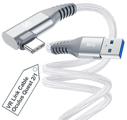 SWECENT Link Cable 5M,Virtual Reality Headset Cable Compatible with Meta/Quest 3/Quest 2/Pro,Pico 4 and Steam VR,High Speed Data Transfer Fast Charging USB 3.0 to Type C Cable for Gaming PC.-White
