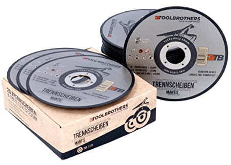Toolbrothers MANTIS Trennscheiben- Set in Profi Qualität 2 Packungen 50 Stück, 125 x 22,23 x 1 mm zur Bearbeitung von Metall, Stahl, Edelstahl/INOX für Winkelschleifer
