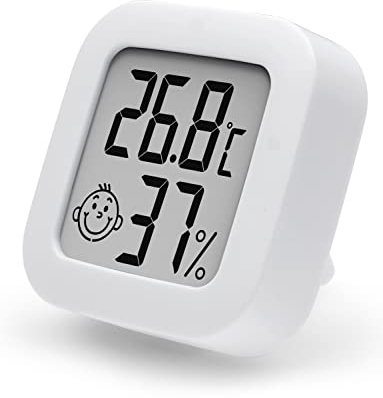 Hygrometer Indoor Raumthermometer, Pitasha Digital Humidity Meter Raumtemperatur Monitor mit Hintergrundbeleuchtung, großer Bildschirm, ℃/℉ umschaltbar (White)
