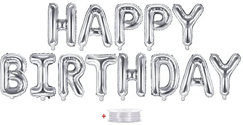 Libetui Folienballon Girlande Happy Birthday Silber Deko-Set Geburtstag Kinder Erwachsene Kindergeburtstag Partykette Dekoration Luftballons