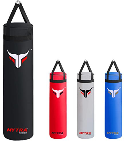 Mytra Fusion Hängender Punch boxsack Ungefüllter Boxing Bag für MMA, Muay Thai, Boxen, Karate Training boxsack Erwachsene Erhältlich mit 2 Größen 4FT und 5FT (Black, 5FT)