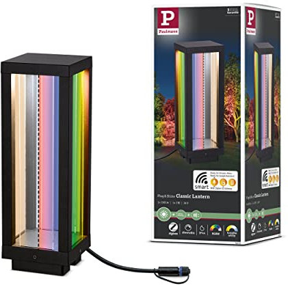 Paulmann 94753 Plug & Shine LED Lichtobjekt Classic Lantern Smart Home Zigbee IP44 2W 90lm dimmbar 300mm Anthrazit Aluminium/Kunststoff RGBW