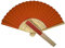 Parev Orange Paper Foldable Hand Held Bamboo Wooden Fan
