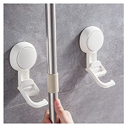 TMXKOOK Convenient Mop Broom Holder with Vacuum Suction Cup - No Drilling Needed! Waterproof, Easy Installation for Balcony, Bathroom, and Near the Door