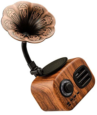 Gatuida Drehteller Retro-Lautsprecher Cd-Musik-Player Kabelloser Lautsprecher Digitales Radio Plattenspieler Vintage-Grammophon-Lautsprecher Wiederaufladbarer Kabelloser Lautsprecher