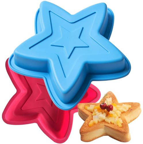 HGSHUO Silikonformen Stern Backform Kuchenform Silikon Form 3D Kuchenbackform Mousse Schokoladenformen Motivbackformen Gelee Dessert Soap Geburtstag Silvester Weihnachten