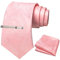 JEMYGINS Herren Paisley Krawatten set mit Krawattenklammer und Einstecktuch,Rosa gesprenkelt