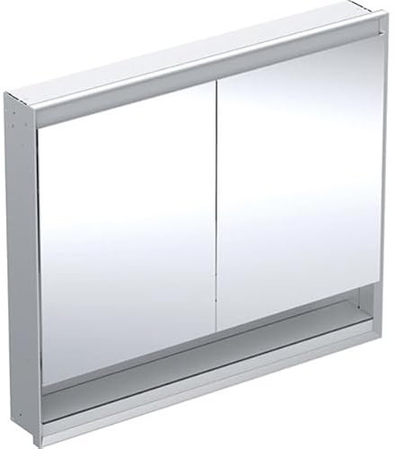 Keramag Geberit ONE Spiegelschrank mit ComfortLight, 2 Türen, Unterputzmontage, mit Nische, 105x90x15cm, 505.824.00.; Farbe: Aluminium eloxiert