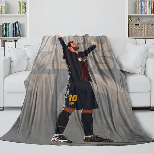 Messi Warme Und Flauschige Decke - Fußball Weiche Flanell Decke Für Wärme Und Glückseligkeit - Decke Für Weihnachten Geburtstag Geschenk Für Kinder Erwachsene 50x60inch(127x152cm)