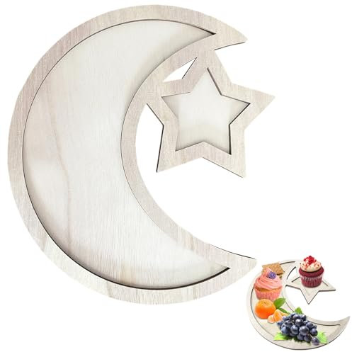 Decoration Ramadan,Eid Mubarak Decoration,Plateau en Bois,Plateau en Bois Eid Mubarak,Ramadan Plateau Repas,Plateau Bois,Plateau Ramadan,Aid Mubarak Assiette,Décoration de Table la Fête du Ramadan