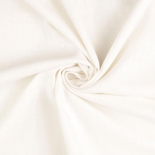 Baumwoll-Leinen SILVIO gewaschen 75% Leinen Öko-Tex Standard 100 Klasse 1 Qualität 50cm - Breite ca. 140cm Hosenstoff Bekleidungsstoff Meterware (Weiß)