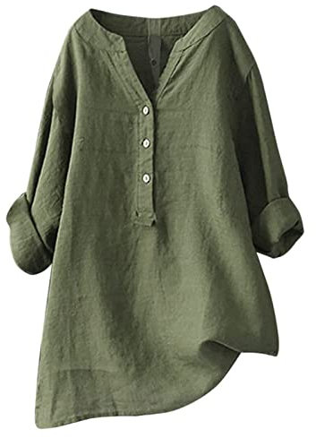 Tee Shirt Femme Manche Longue Coton Mode Grande Taille Chemise Noire Chemisier Blanc Ample Vert 5XL