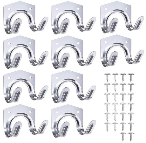 10 Piezas Doble U Ganchos de Pared, Colgar Herramientas Ganchos, Doble Gancho, Ganchos para Colgadores de Garaje, con Tornillos, Destornillador, para Garaje, Cobertizo, Jardín, Almacén,Taller