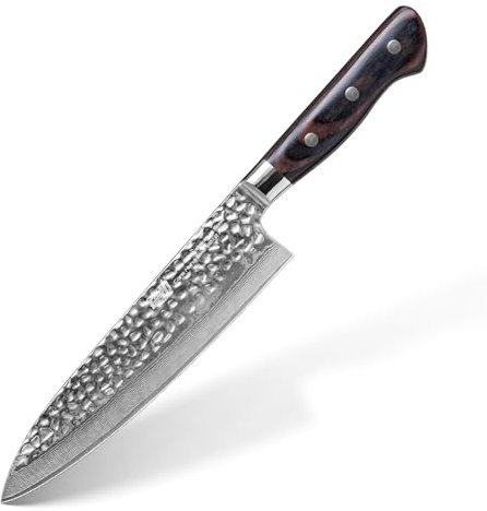 FINDKING Couteau de Chef Gyuto 8 Pouces, Tranchant Rasoir en Acier Damas, Couteau de Cuisine Polyvalent Japonais, Essentiel de Cuisine de Qualité Professionnelle (Série Raven)