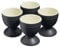 Cooks Professional Set of 4 Colourful Egg Cups | 40ml Durable Chip Resistant Ceramic Stoneware Dinnerware Graduated Design Egg Holders | Dishwasher & Microwave Safe | Black