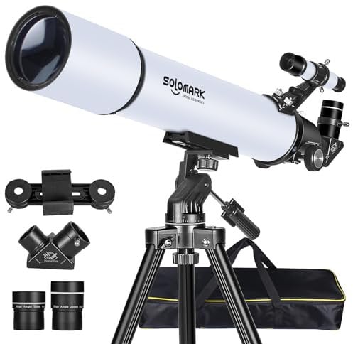 Telescopes for Adults Astronomy, 80mm Aperture 900mm Professional Refractor Telescope for Kids & Beginners, Compact and Portable Travel Telescopio with Carrying Bag and Designed Phone Adapter