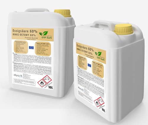 20 l d'acide acétique 60% - essence de vinaigre de qualité supérieure 2x 10 litres | acide acétique 20l 60%