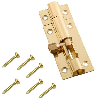 2 Inch Brass Door Bolt Lock Barrel Sliding Lock Gold Solid Door Latch for Bathroom Bedroom Garden Shed Doors