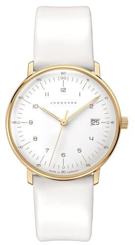 JUNGHANS max bill Damenuhr mit Saphirglas Weiß/Goldfarben 47/7451.02