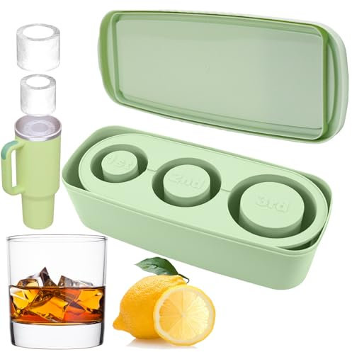 Fine jade2 Eiswürfelbereiter für Stanley Cup 3 hohle Zylinder-Eiswürfelformen for Freezer, Juice, Coffeee, Whiskey - Collapsible & Reusable (20/30/40 Oz)