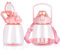 YOBOKO Grande bouteille d'eau de 1,1 l avec poignée anti-fuite, grande bouteille avec paille et sangle réglable pour camping, cyclisme, gym, sport (1 pièce, rose)