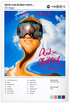 LIPOYE Album-Poster, Ski, Aggu Denk Mal Drüber Nach... Leinwand-Poster, Schlafzimmer, Dekoration, Landschaft, Büro, Raumdekoration, Geschenk, 50 x 75 cm