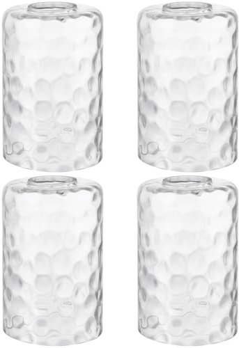 Skelang 4 pantallas de lámpara de cristal martillado sin labios, cubierta de luz cilíndrica con apertura de ajuste, repuesto para candelabro, colgante, luz de tocador de baño