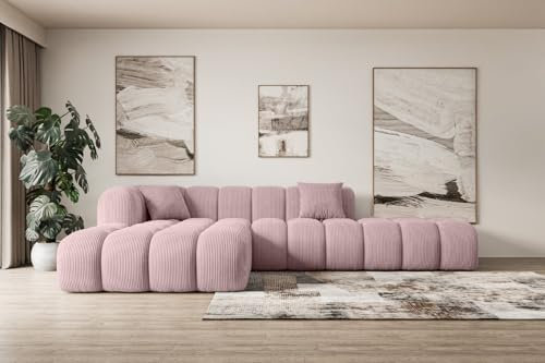ALTDECOR Ecksofa in L-Form Corner Sofa Bett Eckcouch Couch Wohnlandschaft Cauchsofa Olea-L2-289x176x71 cm Rosa