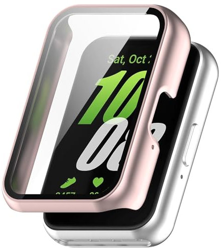 Schutzhülle für Samsung Galaxy Fit 3 Hülle, Harter PC Case Cover mit Glas Schutzfolie Displayschutz, Anti-Kratz Anti-Staub Schutz Gehäuse für Samsung Galaxy Fit 3 (Pink)