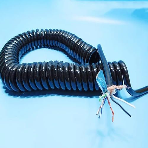 WANGF Filo a molla a 10 nuclei 2 nuclei 20AWG Cavo di rete a doppia schermatura a 8 nuclei Cavo di prolunga completo a spirale allungabile 1-15 metri(Stretch 15 meter)