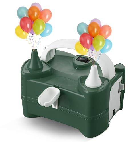 Scott 11 Electric Balloon Pump with Dual Nozzle, Portable Balloon Inflator 220v-240v 600w, Electric Air Pump for Birthdays, Parties, Wedding and Event Decorations (GREEN)