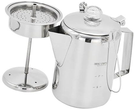 JUNNASALIKER Stainless Steel Outdoor Coffee Pots Percolator Large Capacity Coffee Maker With Handle For Campfires Brewing