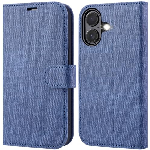OCASE Hülle für iPhone 17 5G, Handyhülle Premium PU Leder Cowboy Blau | Kartenfach Magnet Standfunktion RFID Blocker Stoßfest Lederhülle