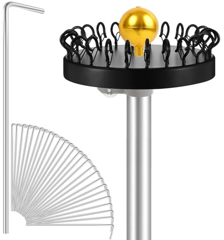 Amyhill Weihnachtsbaum-Fahnenmast, Mega-Topper-Lichthaken mit 26 Metall-Zeltheringen, Flaggenmast, Weihnachtsbaum-Lichthaken für Weihnachten, Outdoor-Dekoration, Terrasse, Hof