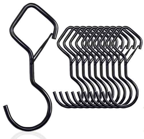 JIANGBINGREN Lot de 10 crochets de suspension en métal avec boucle de sécurité, crochet robuste en forme de S pour suspendre des plantes, lumières, ustensiles de cuisine, poêles, pots, ustensiles