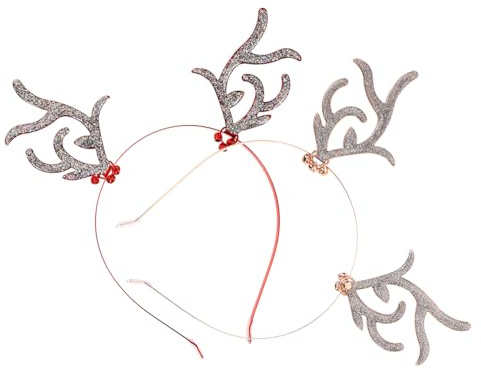 Hohopeti 2 Stück Teiliges Rentier Geweih Haarband Festlicher Stirnband Kopfschmuck mit Strasssteinen Kreative Weihnachts Haarschmuck Requisiten für Party und Karneval Langlebig und