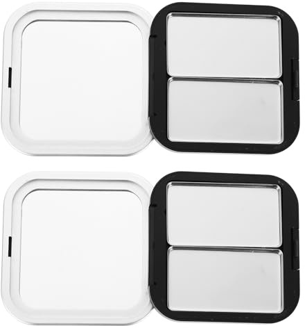 SEWACC 2 Leere Schwarze Lidschattenpaletten aus Abs und Eisen Kompakte Make Up Paletten mit 2 Fächern für Lidschatten und Lippenstift Praktische Aufbewahrung für Täglichen Gebrauch