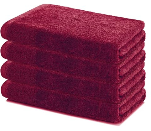 Lavea® Sydney 4er Duschtucher Set - 60x120 cm - Bordeaux | 100% Baumwolle – Weiche Frottee Duschtücher, saugstarkes Handtuch Set für Bad, Gäste-WC & Sport, OEKO-TEX® Standard 100